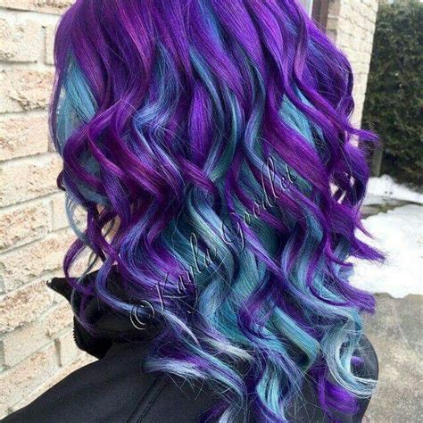 Red hair with purple highlights. Purple top and blue hair under | Hair styles, Dyed hair ...