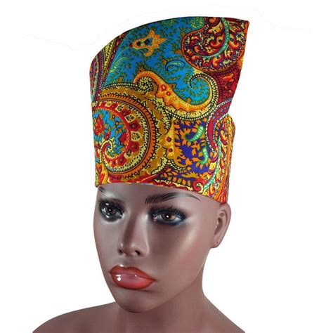 Ankara African Wax Print Tribal Hat Headdress Crown Kufi Etsy Tribal Hat African Hats
