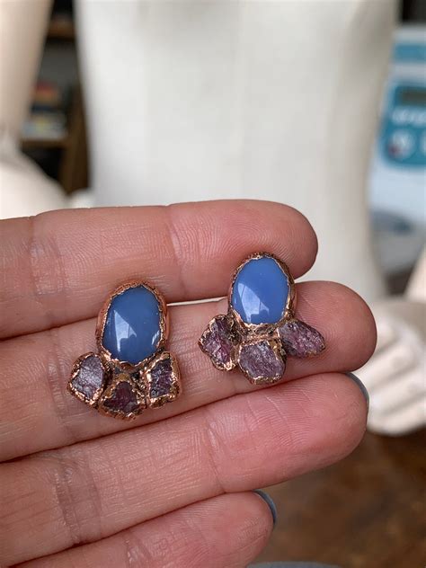 Raw Crystal Gemstone Stud Earrings