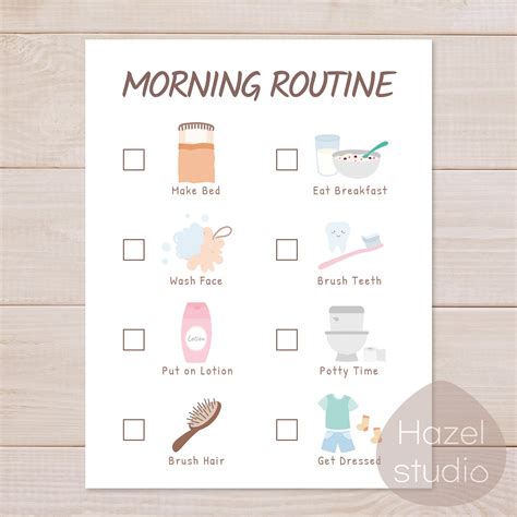 Kids Morning And Evening Routine Chart Toddler Daily Routine Etsy