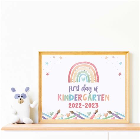 First Day Of Kindergarten 2022 2023 Printable Sign Start Of Etsy