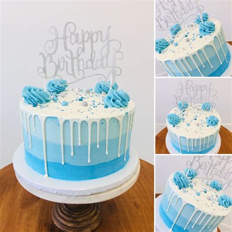 Blue Ombré Birthday Cake In 2020 Blue Birthday Cakes Birthday Cake
