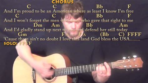 God Bless The Usa Lee Greenwood Guitar Lesson Chord Chart Acoustic