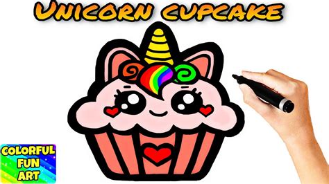 how to draw a unicorn cupcake step by step easy rainbow unicorn cupcake youtube