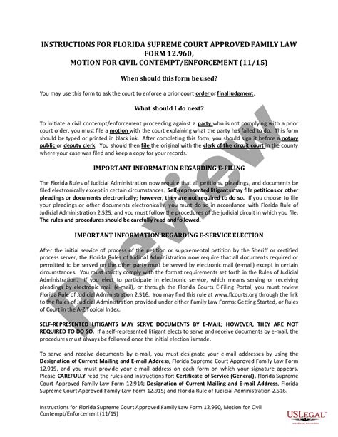 Florida Motion For Civil Contempt Enforcement Sample Response To