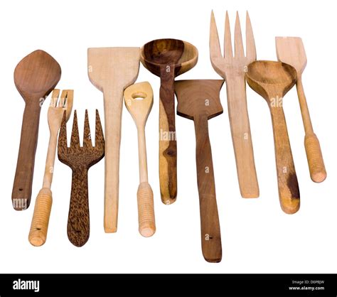 Close Up Of Assorted Wooden Kitchen Utensils Stock Photo Alamy