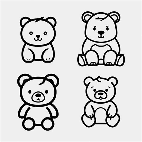 Premium Vector Set Of Cute Cartoon Teddy Bears Isolated In White