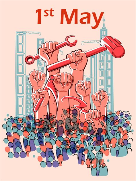 Download 1 May International Workers Labor Day Poster Hand Drawn Vector
