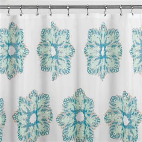 Interdesign Dahlia Floral Fabric Shower Curtain 72 X 72 Blue Multi