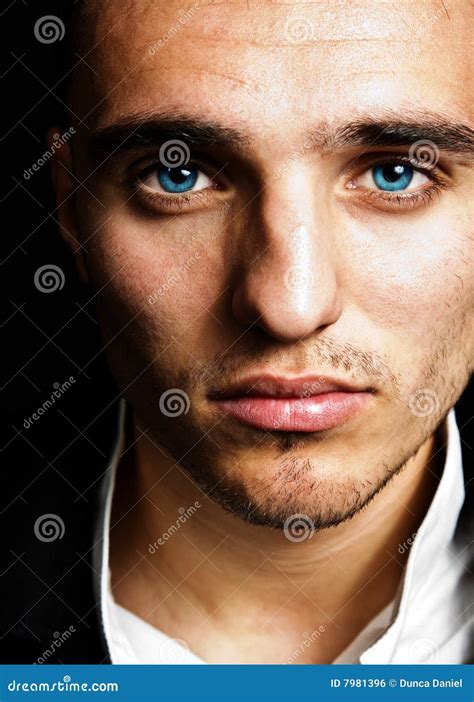 One Handsome Man With Beautiful Blue Eyes Stock Photo Image Of