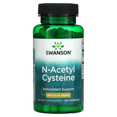 Swanson N Acetyl Cysteine Antioxidant Support 600 Mg 100 Capsules