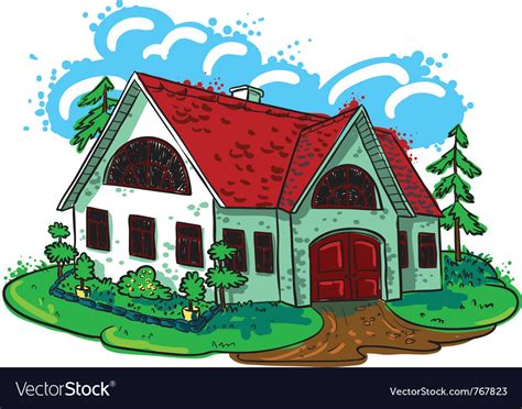 Sketchy Doodle Hand Drawn House Cottage Royalty Free Vector