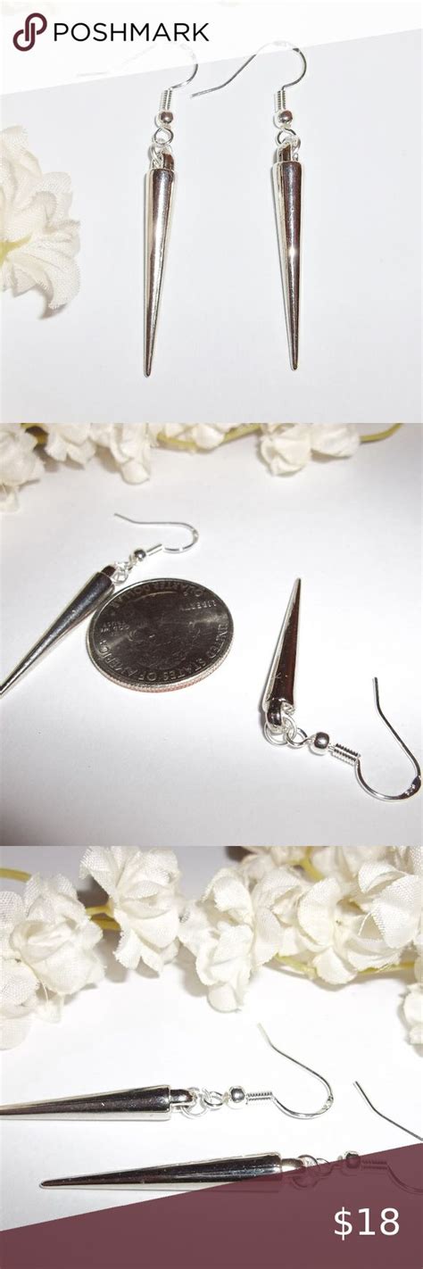 Unisex Silver Spike Earrings Dangle Drop Set 2525 Spike Earrings