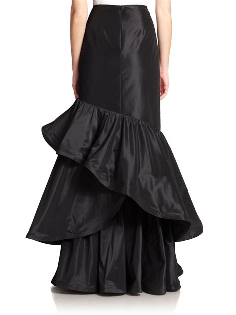 Teri Jon Long Ruffle Taffeta Skirt In Black No Color Lyst