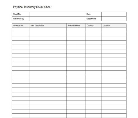 Physical Inventory Count Sheet Template For Excel Word Excel Templates Riset