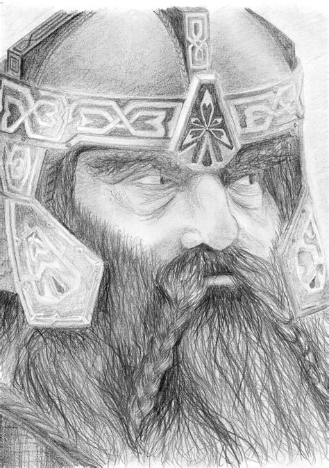 Pencil Drawing Of Gimli Lord Of The Rings By Maaike Brusselman