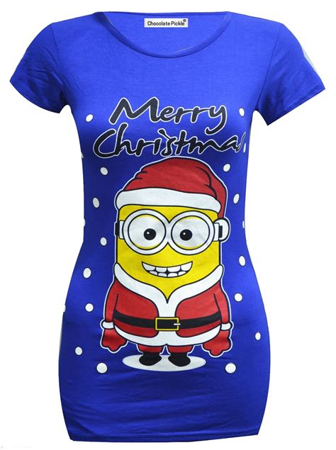 New Womens Olaf Rudolph Snowman Santa Minion Christmas T Shirt Tops 4