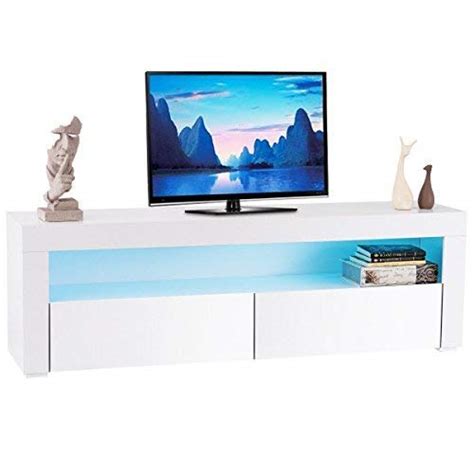 Buy Tangkula Modern TV Stand High Gloss Media Console Cabinet Entertainment Center With LED