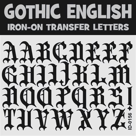Gothic Lettering Iron On Transfer Letters Alphabets A Z