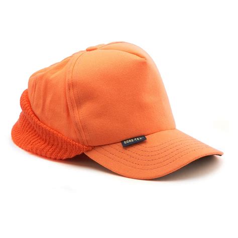 Cap America Gore Tex Cap With Ear Flaps Blaze Orange 116354 Hats
