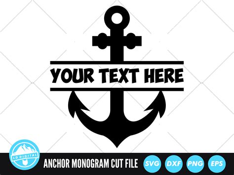 Anchor Split Name Frame Svg Files Anchor Monogram Cut Files By Ld