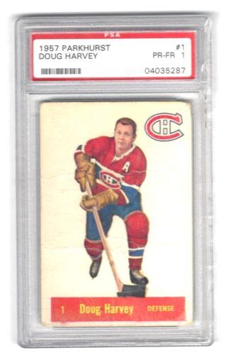 195758 Parkhurst Nhl Hockey Doug Harvey Montreal Canadiens Card 1 Psa