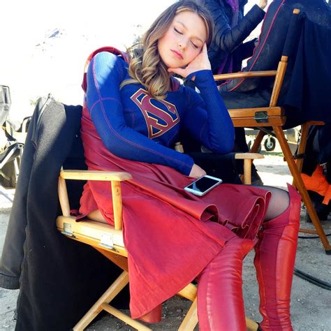 Photo Of The Day Melissa Benoist AKA Supergirl Takes A Nap On Set