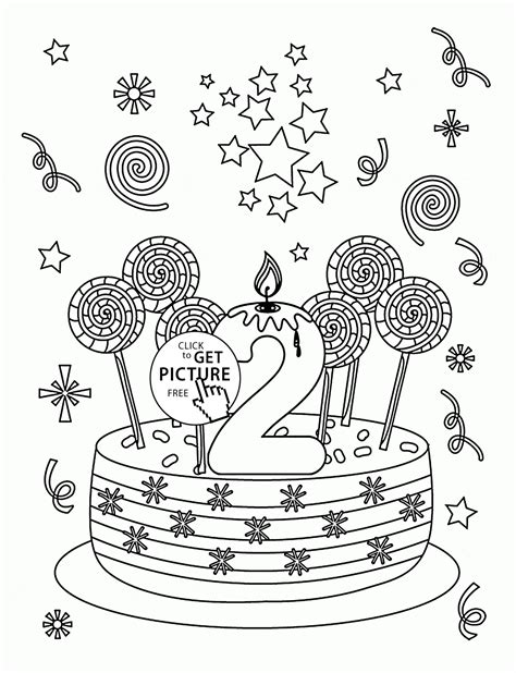 I hope all your birthday wishes come true! Happy 2nd Birthday coloring page for kids, holiday ...