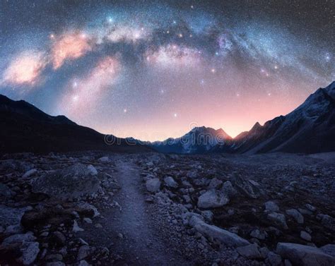 Milky Way Beautiful Summer Night Sky With Stars In Crimea Stock Image