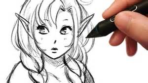 Sitting Elf Girl Manga Style Speed Sketch Cintiq 13hd Cs2