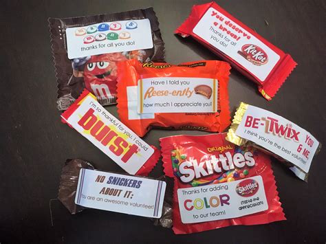 Candy Appreciation Labels Volunteer Appreciation Printable Deeper