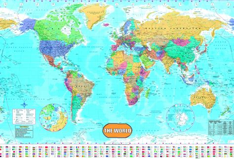 Kunstplakate A2 Laminated Physical World Map Atlas Descriptive
