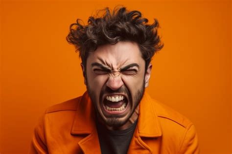 Premium Photo A Man On Solid Color Background Photoshoot With Anger