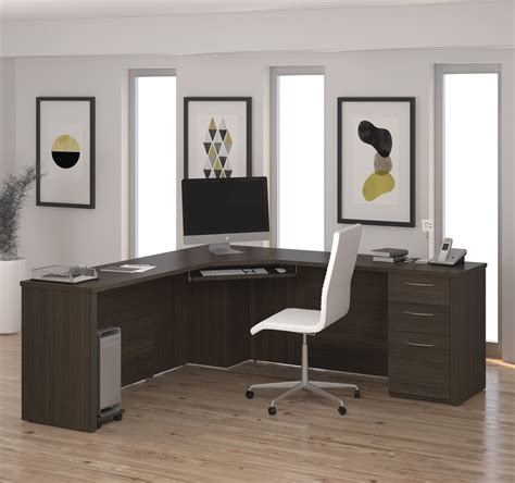 78 X 78 Modern Corner Office Desk In Dark Chocolate