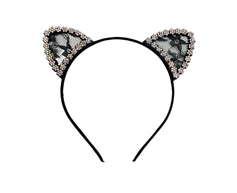 Rhinestone Black Cat Ears Headband Dress Up Costume Accessory Kids