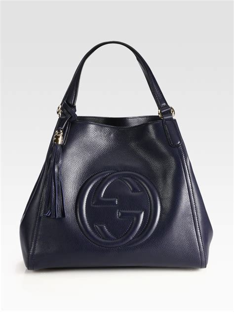 Lyst Gucci Soho Leather Shoulder Bag In Blue