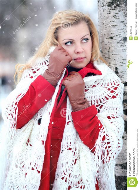 Beautiful Blonde In A Traditional Russian Winter Snow Stock Image Image Of Adult Beauty 53540559