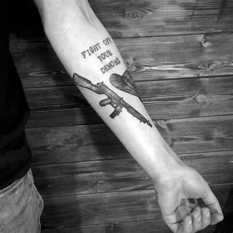 50 Tommy Gun Tattoo Ideas For Men Firearm Designs