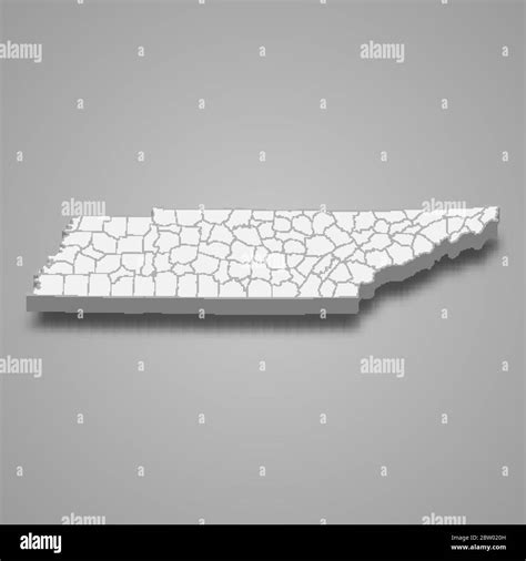 3d Map Of Tennessee Is A State Of United States Stock Vector Image