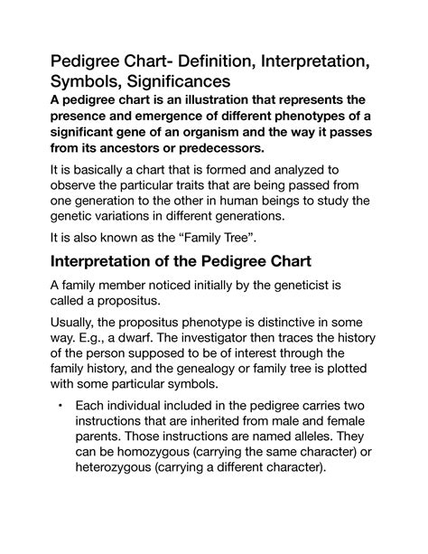 Bio Notes Pedigree Chart Definition Interpretation Symbols Hot Sex