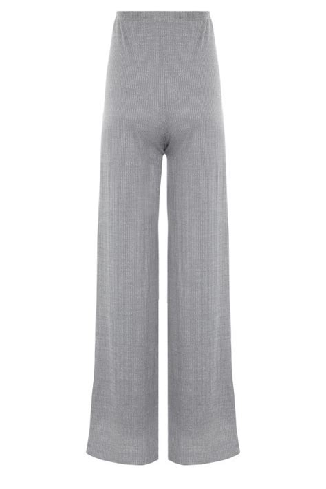 Lts Maternity Grey Ribbed Wide Leg Trousers Long Tall Sally