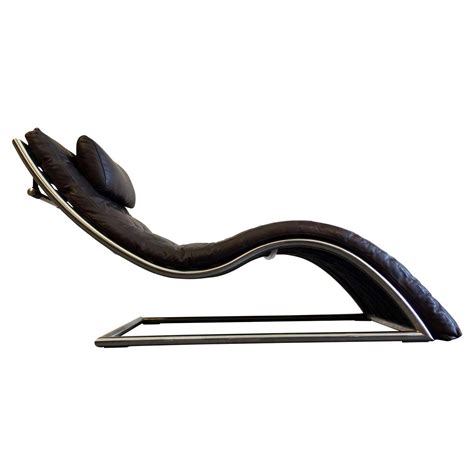 Incredible Stainless Steel And Leather Designer Chaise Longue At 1stdibs Designer Chaise