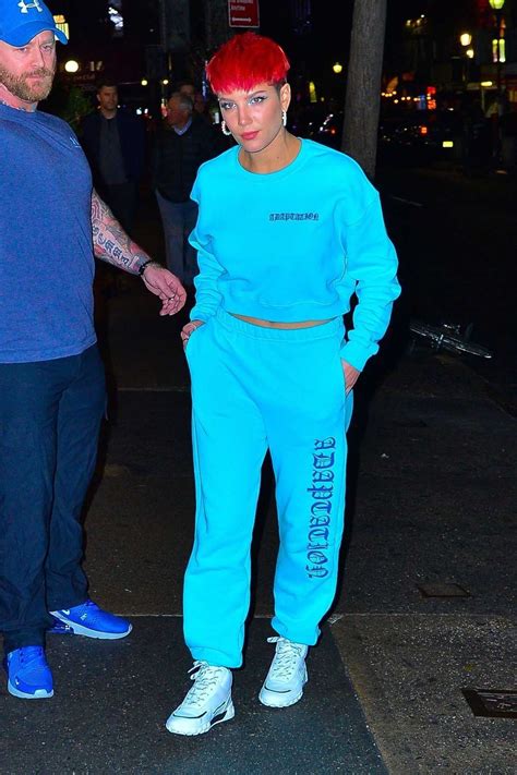 Halsey In A Blue Neon Jogging Suit Arrives For The Snl Cast Dinner In