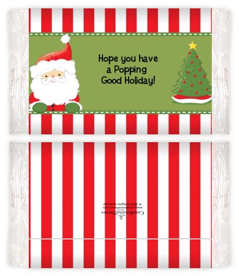 Check out these free printable santa candy bar wrappers! Santa Claus Christmas Popcorn Wrappers | Christmas Popcorn ...