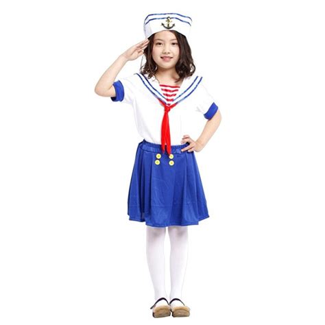 Kids Girls Sailor Clothes Cosplay Childrens Halloween Navy Suit