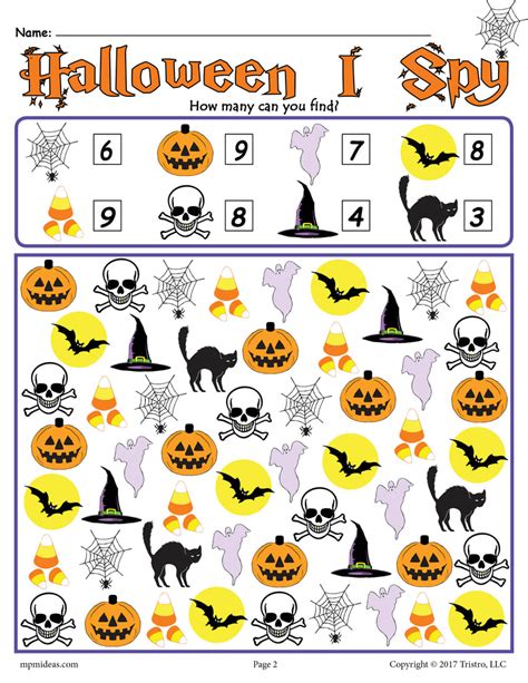 Halloween I Spy Printable Halloween Counting Worksheet Supplyme