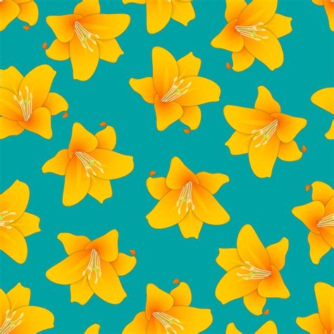 Premium Vector Orange Lily On Green Teal Background