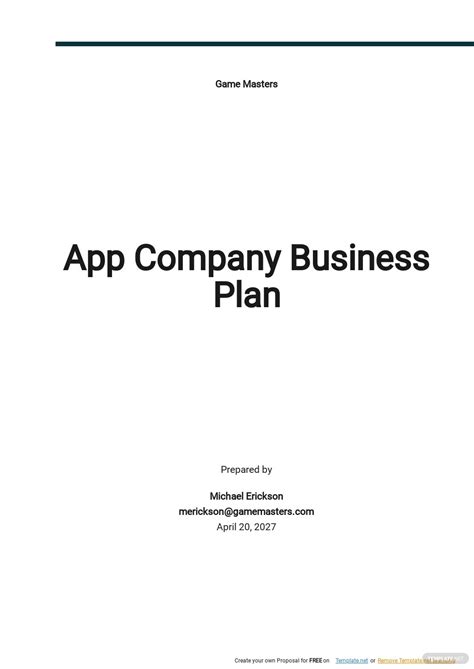 App Business Plan Pages Templates Design Free Download