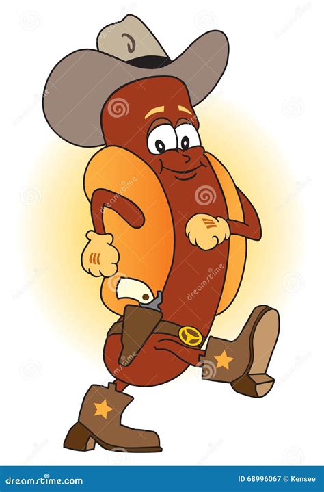 Hot Dog Cowboy Cartoon Vector 68996067