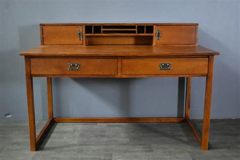 Mission Style Solid Quarter Sawn Oak Office Desk With Dovetail Drawers